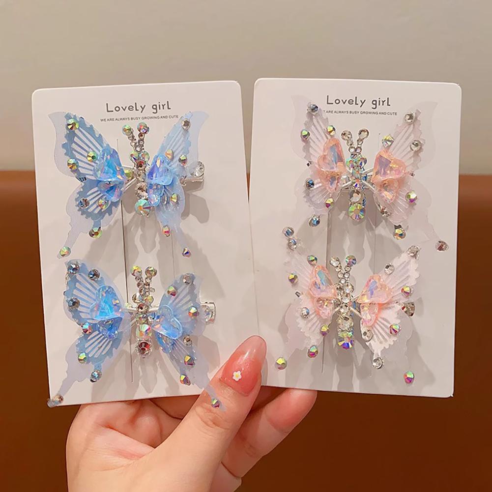 Rhinestone Butterfly Hairpin Three-dimensional Lively Moving Wings Lovely Bangs Hair Clip Headwear Hair Styling Accessories