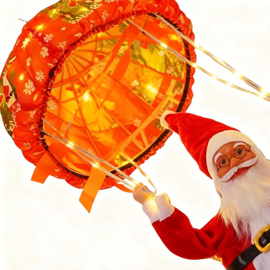 Cute Santa Claus Parachute Solar Decorative Lights 8-Mode LED Outdoor Solar Christmas Lights Waterproof Solar Hanging Lamp