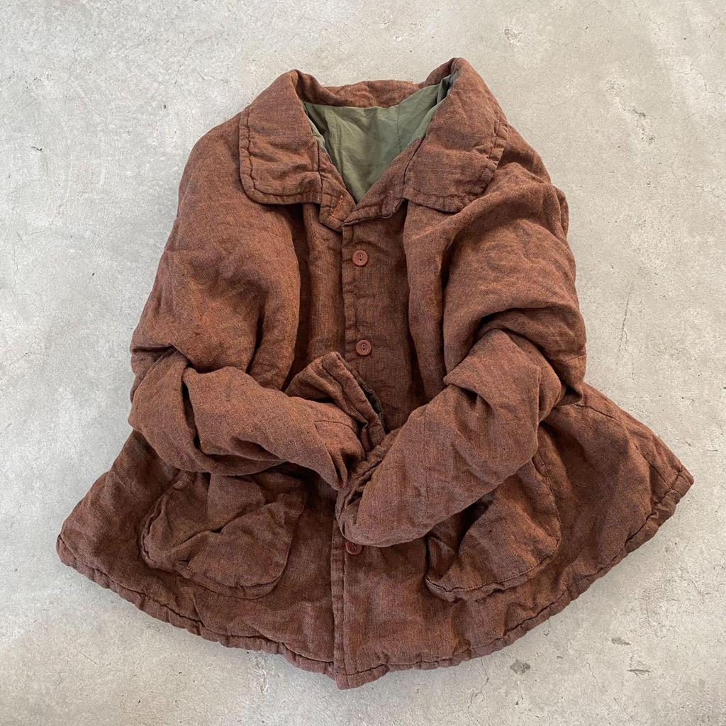 Johnature Women Chinese Style Turn-down Collar Long Sleeve Button Coats Winter Solid Color Vintage Coats