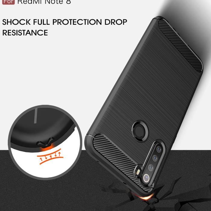 Skal - Xiaomi - Redmi Note 8 - Kolfiber - Stöttåligt - Flexibelt - Svart