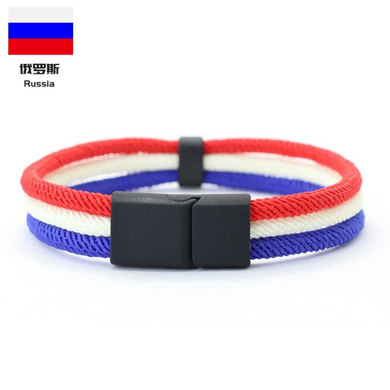 Noter Neues Roman Flaggenfarbe Armband für Männer 4 mm Nylonseil Kette Armband Öffnungsbare Magnetverschluss Spanisch Ukrainisch Symbol Armband