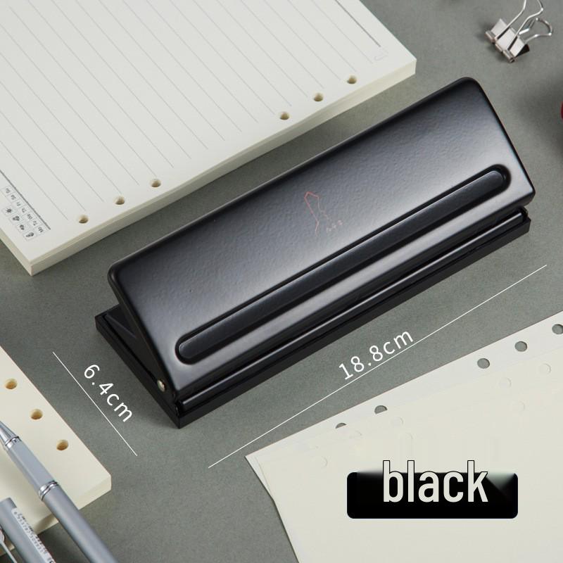 

Регулируемый портативный дырокол на 6 отверстий для бумаги для блокнотов на разъемных кольцах чёрный