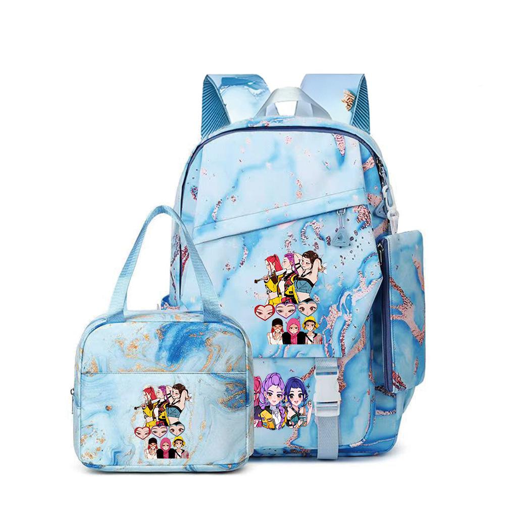 School Season Printed Student Schoolbag Backpack Shoulder Pencil Bag Three-Piece Set