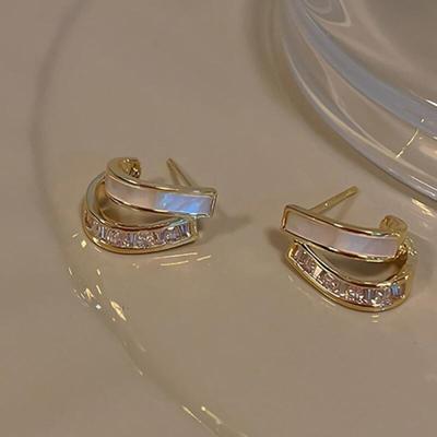 Women's Accessories Double Line Rich Pearl Shell Earrings