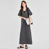 Short Plus Adult [Augseed] Women's Dress, Spring/Summer, Sleeve, Long, V-Neck, Elegant, Size, Half-Zip, A-Line, Cute, (L)