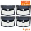 4 Sides 212LEDs 3 modes Glow PIR motion Sensor Solar Wall Lamp Garden Solar Energy Lamp Always On At Night Outdoor Street Light