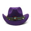 Jewel Ethnic Style Cowboy Hat, Crimped Felt Hat, Western Hat, Outdoor Riding Hat, Men's and Women's Cowboy Hats