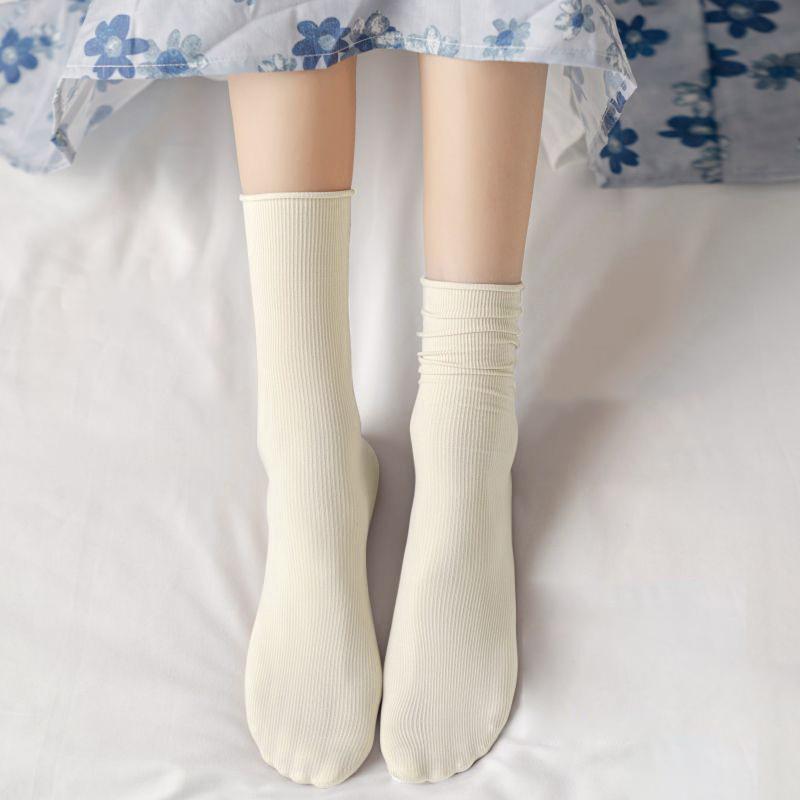 10 Pairs Women Mid Length Socks Trendy Versatile Black White Solid Colors Soft Comfortable Lightweight Breathable Casual Socks