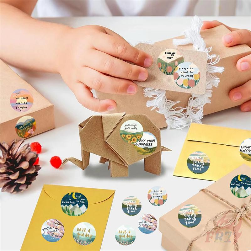 500Pcs/Roll Healing Scenery. Encouraging Words Kids Rewards Stickers - DIY Scrapbooks Album Decor Sealing Label Decals