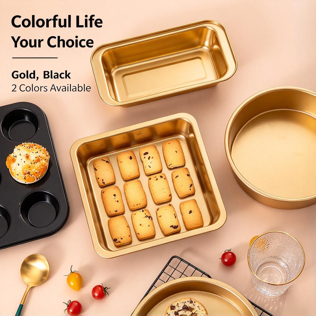 Nonstick Cake Baking Kit, Carbon Steel Cake Mould Pizza Tray Toast Mold for Home Baking