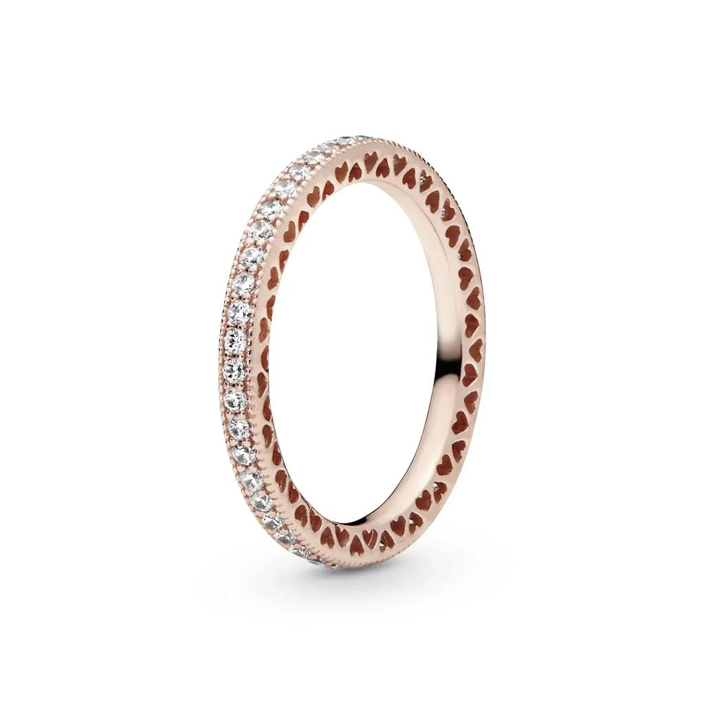 925 Sterling Silver Classic Dazzling Crown Round Hearts Ring Exquisite Women's Light Luxury Charm Ring Jewelry Gift