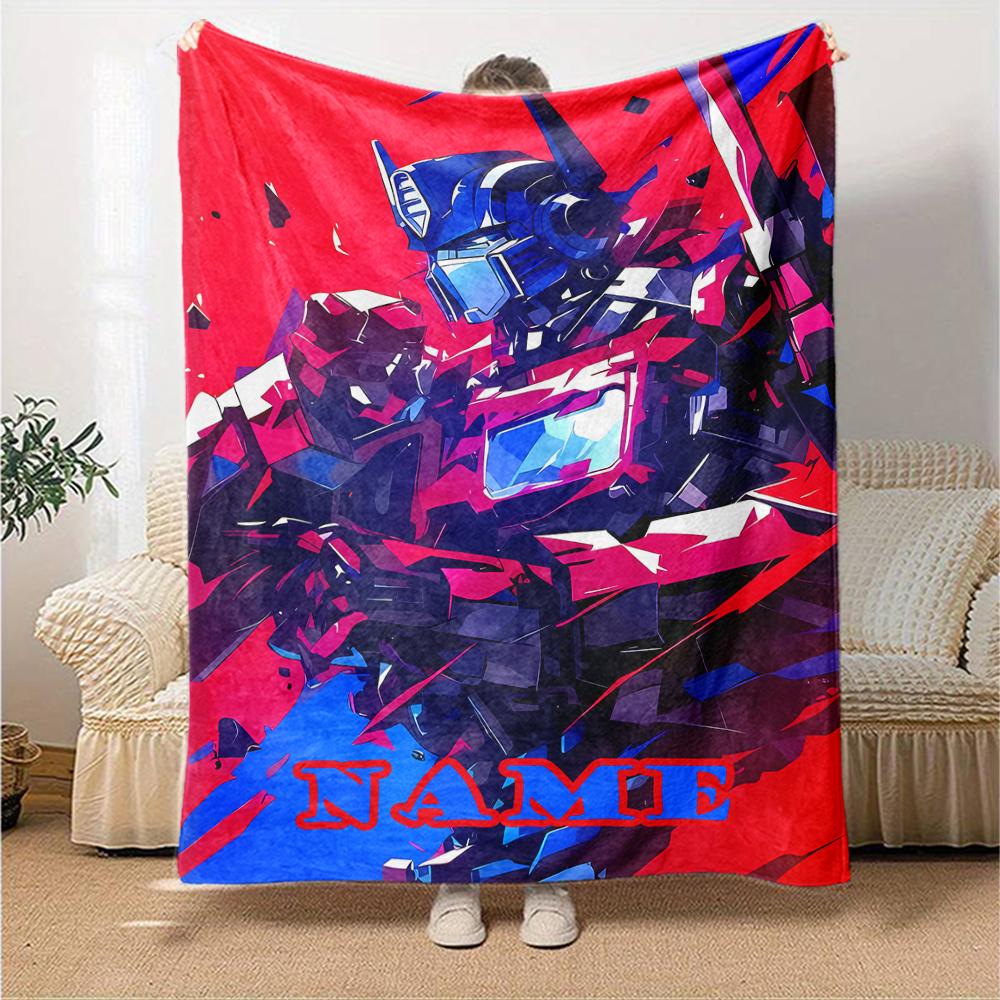 Custom Name Transformers Theme Printed Blanket - Perfect for Couch, Bed, Travel & Outdoor Use | Machine Washable, Cozy & Durable.