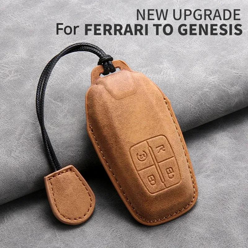 Car Key Case Cover For Ferrari F430 488 458 F12 Roma 812 F8 Leather Car Key Shell Accessories