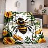 1pc Bee, Floral Blanket, Lightweight Flannel Fleece with Digital Printing, Soft Warm for Sofa, Travel, Camping, Office, Couch, Chair, and Bed, All-Sea
