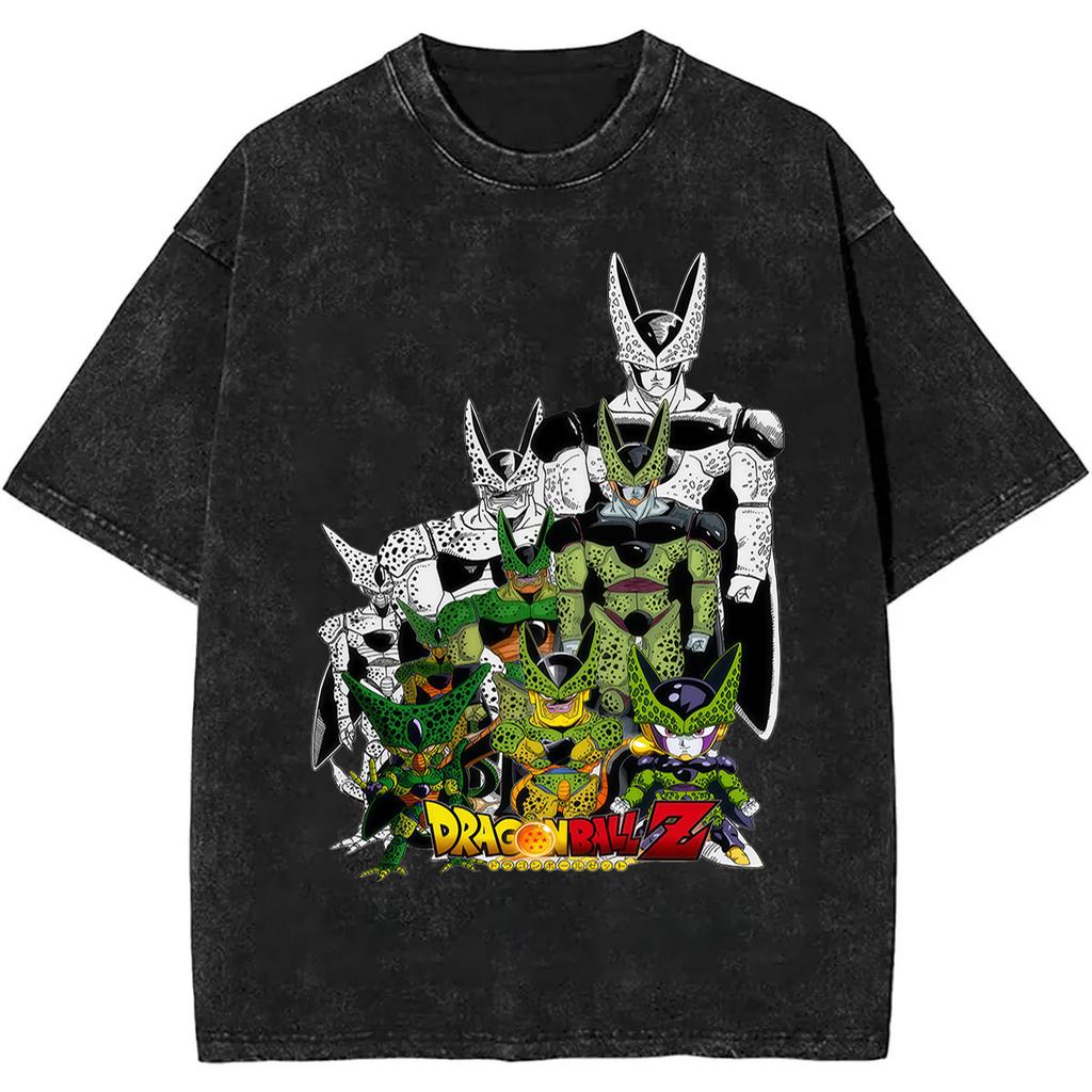 Dragon Ball Anime Printed Tshirt Mens and Womens Washed Tshirt High Quality Vintage Cotton Tshirt Harajuku YK Tops