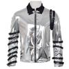 Heren Pop Punk Michael Jackson Zilveren Ritsjas Cosplay Kostuum Volwassen Halloween Maskerade Podiumoptreden Outfit