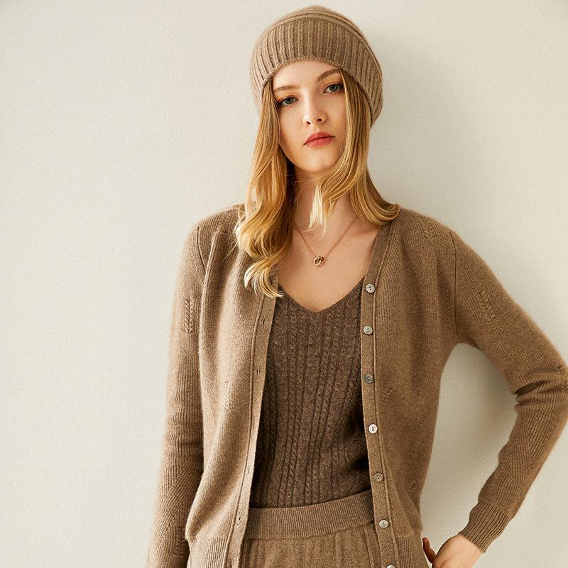 Women s 100% Pure Cashmere Cable Knit Hat - Autumn/Winter Korean Style with Horizontal Stripes. One Size