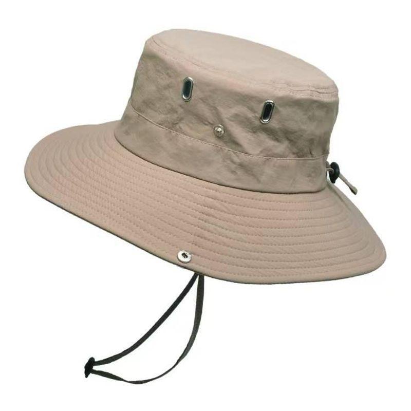 

Sun Hat Men Outdoor Japanese Style Big Brim Drawstring Sun-Proof Bucket Hat Women s Summer Breathable Hiking Mountain Climbing Sun Climbing Waterproof fabric beige One size