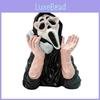 Resin Ornament Luminous Pink Screaming Ghost Face For Halloween Event Decor