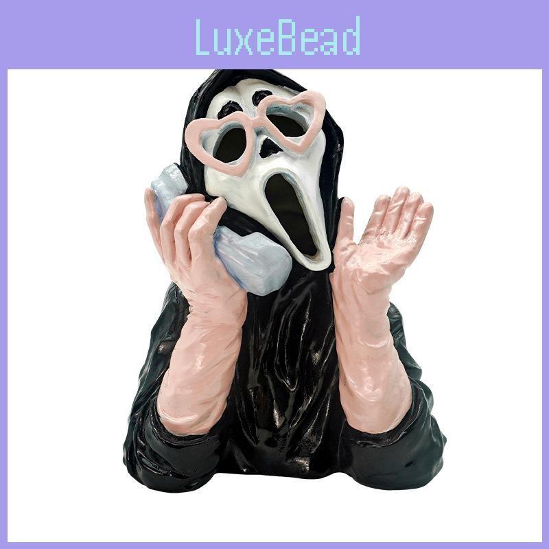 Resin Ornament Luminous Pink Screaming Ghost Face For Halloween Event Decor
