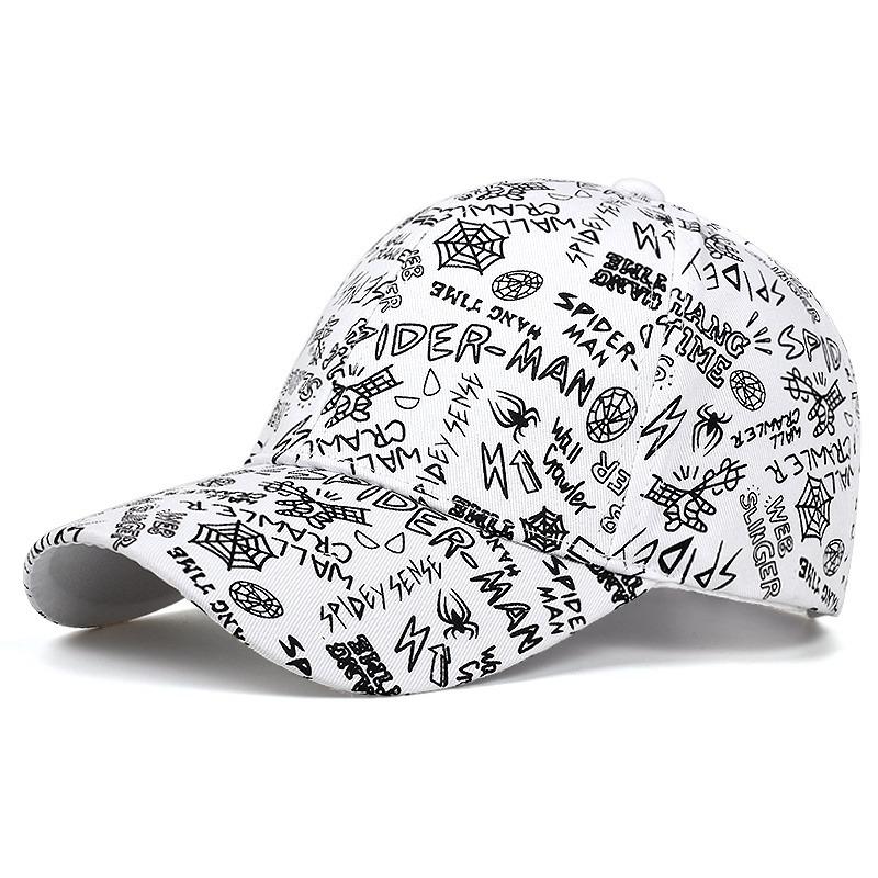 Unisex Spider Graffiti Print Adjustable Hip Hop Baseball Hat Designer Hats Spring Autumn Outdoor Sport Travel for Women Men