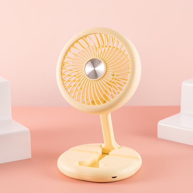 

Складний USB-акумуляторний ручний світлодіодний настільний вентилятор з тримачем для телефону 14.7x8.4x14.7 cm жовтий