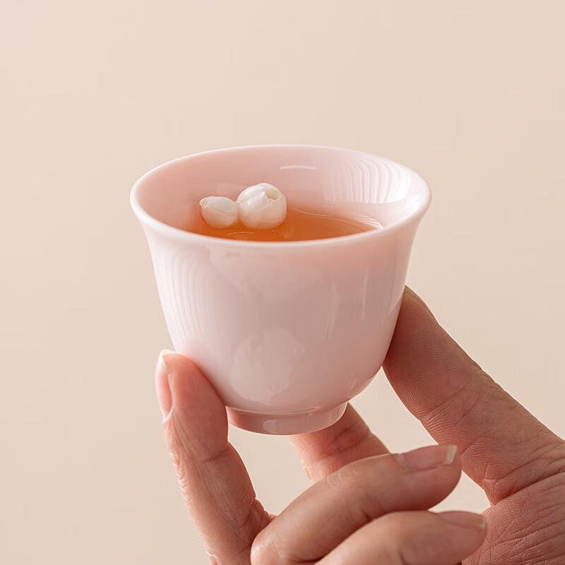 

Zhinianhua Peach Pink Pinch Flower Ceramic Teacup