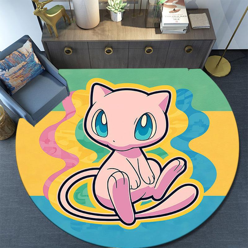 Mew,Round Area Rug,Carpet Rug for Living Room Bedroom Sofa Playroom Decor,Non-slip Floor Mat