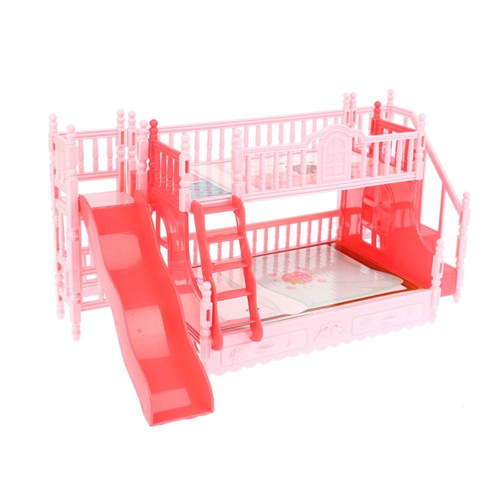 Pretend Play Dollhouse Bunk Bed Bedroom Decoration Dollhouse Furniture  Children Toy