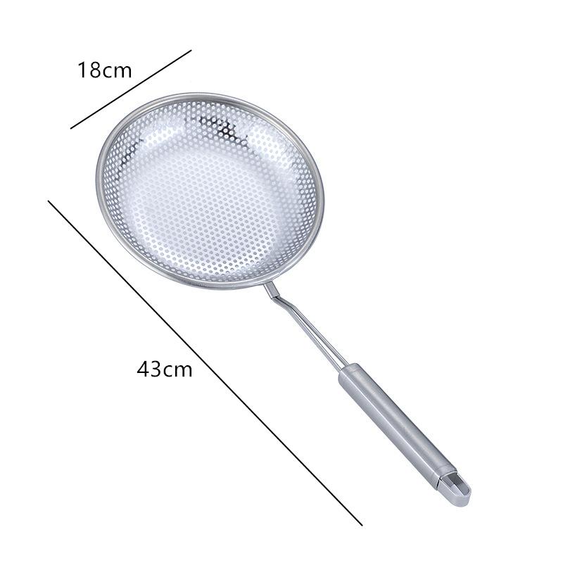 Stainless Steel Handhold Frying Skimmer Wooden Handle Oil Drainer Anti-slip Soup Foam Filter Multifunctional Kitchen Accessories
