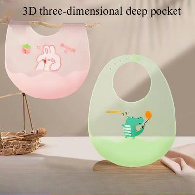 1 ks dětský jídelní ultratenký silikonový bryndáček dětská rýžová kapsa dětský měkký a lehký voděodolný bryndáček kapsa na sliny slintáček