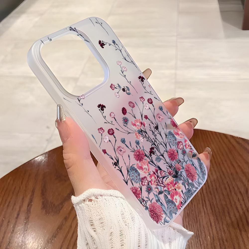 Pouzdra na mobilní telefon pro iPhone 11 13 15 Pro Max 12 14 Pro Max Pouzdro iPhone 16 15 Plus 13 Pro 12 Matná textura Malované kreslené květiny
