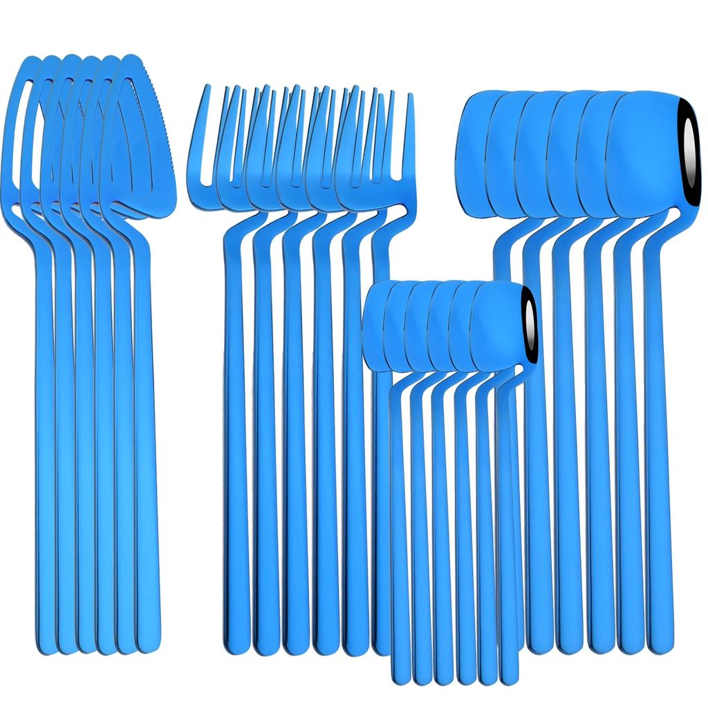 24Pcs Dinnerware Cutlery Set 304 Stainless Steel Dinner Knife Fork Spoon Black Matte Kitchen Flatware Tableware Party Set