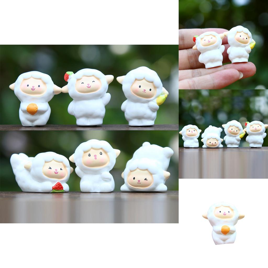 6pcs Cute Cartoon Sheep Handheld Fruit Model Ornament Set For Playroom Decor And Giftgiving