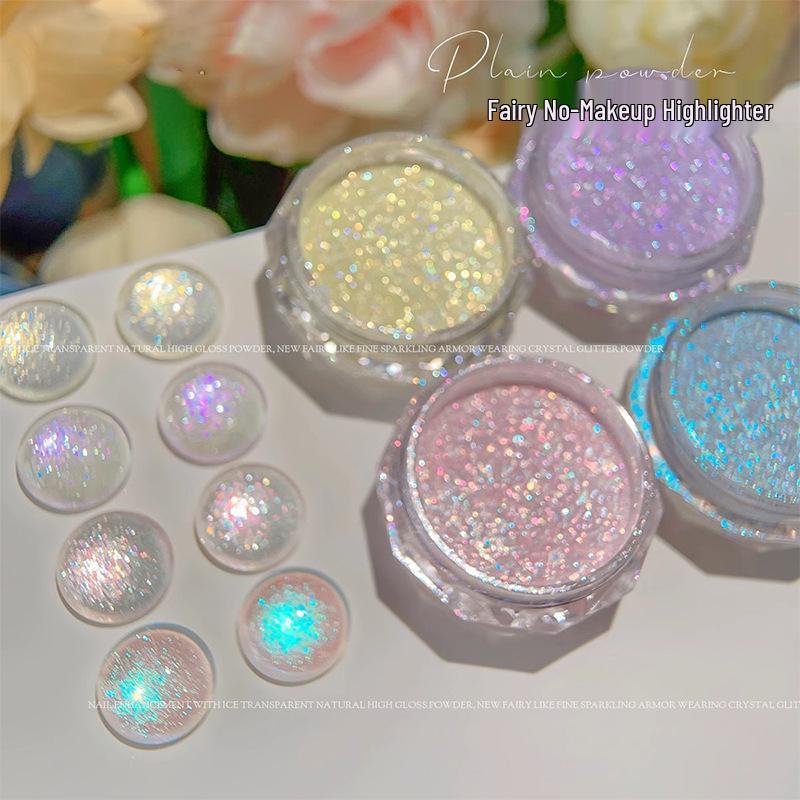 Třpytivý pudr na nehty Fairy Fine - Ledově průhledný Nude Zvýrazňovač pro nehty v salonní kvalitě