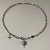 Titanium steel necklace, black gemstone, mango star, European and American hip-hop street necklace, boys niche design, high-end collarbone chain