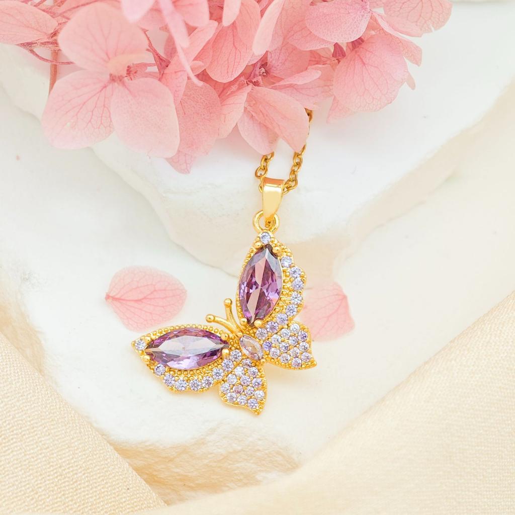Necklace female European and American full zirconium butterfly necklace female autumn and winter versatile temperament niche design sense does not