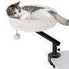 Lit de bureau pour chat Hamac pour chat Rotatif à 360 degrés Réglable Pour Fenêtre Table Travail Blanc Crème