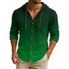 Men's Hooded T-shirt Gradient Color Cotton And Linen Men's Casual Long-sleeved Top