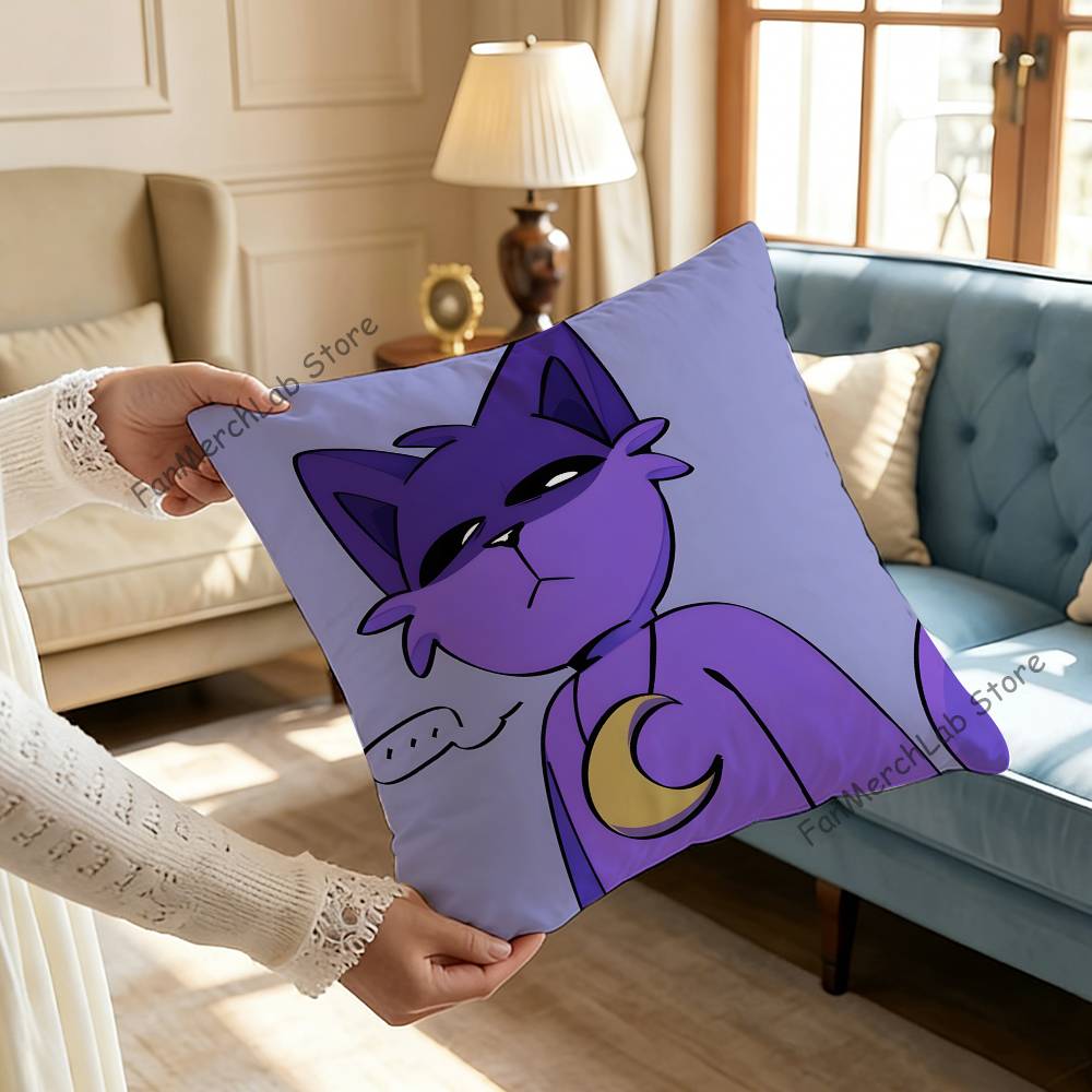 

Dog Day PPoppy Cat Nap Anime Pillow Case Antidustmite Pillowcase Invisible zipper silky short plush Sofa cushion cover 30x30cm