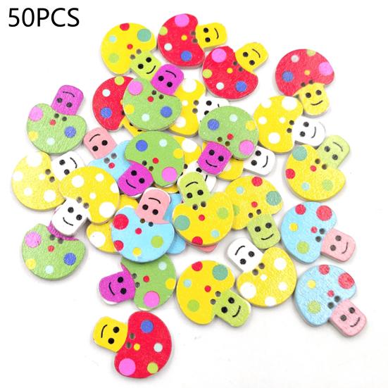 

50 шт. Мультяшные грибы Деревянные пуговицы Шитье Скрапбукинг Рукоделие DIY Декор