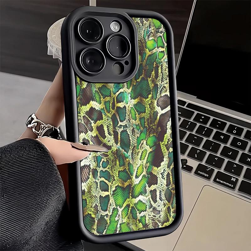 Phone Case for iPhone 17 Air 16E 15 16 Pro Max Fashion Snake Skin Pattern Cover 14 Plus 13 12 Mini Soft Shell Silicone Fundas