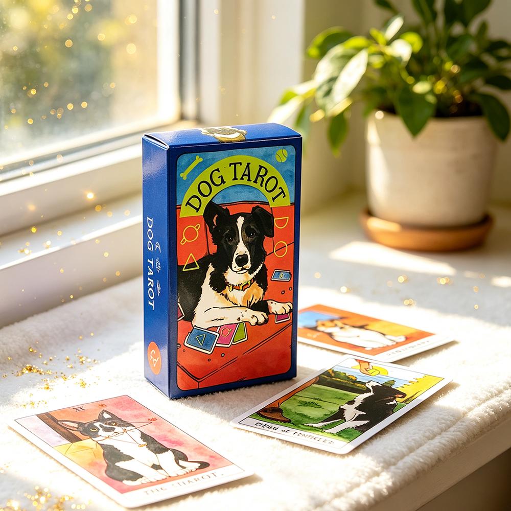 Dog Tarot Deck 78Pcs Cute Dog Tarot Cards English Version Divination Fortune Telling Board Game Family Party Cards Game