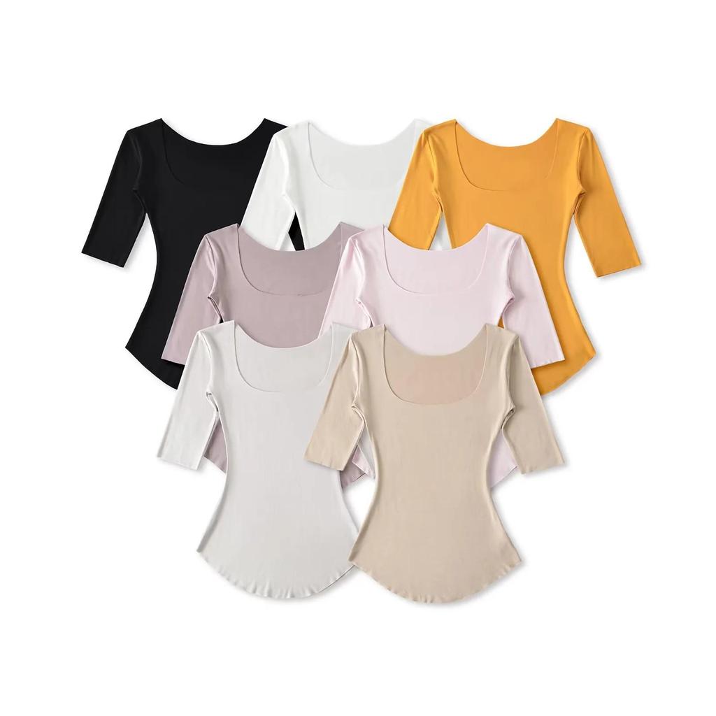 2026 Spring/Summer Women's Off-the-Shoulder Square Neck Mid-Sleeve Top