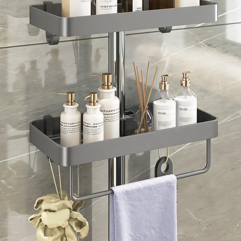 Modern Minimalist Plastic Bathroom Wall Shelf With No Drilling For Shower And Kitchen Storage