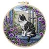 Cat DIY Stamped Embroidery Stitches Practice Kit with Embroidery Hoop 30x30cm for Beginners