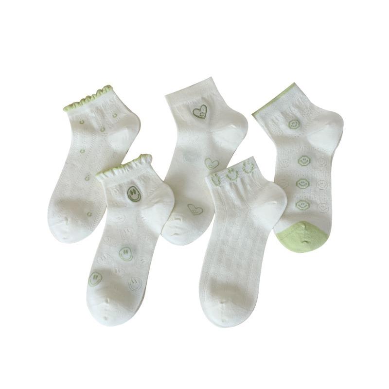 Female Spring and Summer Thin Small Fresh and Comfortable Smiling Face Lace Breathable Hollow Boneless Socks