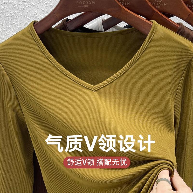Bottom shirt women's inner summer new long-sleeved low-neck slim-fitting versatile top