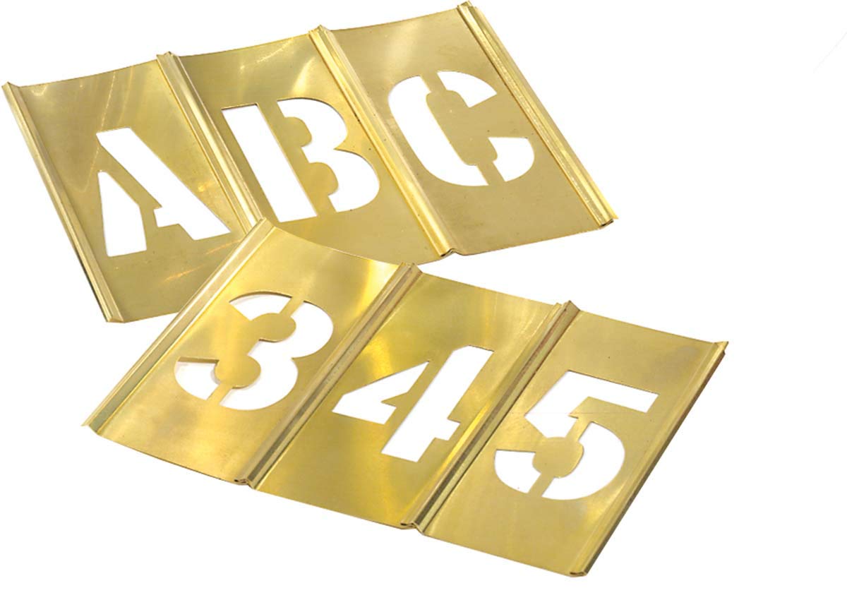 

Brass Stencil Set and C.H.HANSON Plates, 45-Piece (Alphabetical Numeric), 1-Inch золотой