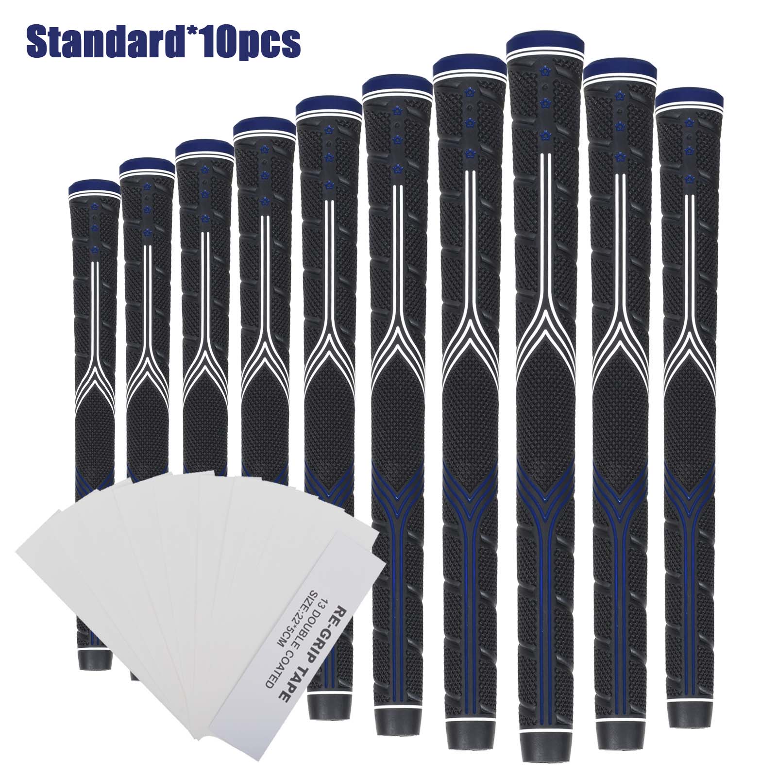 

10Pcs Premium Golf grip Black Rubber non-slip Standard /Midsize/Oversize 3 Sizes Golf Club Grips With 13 Tapes